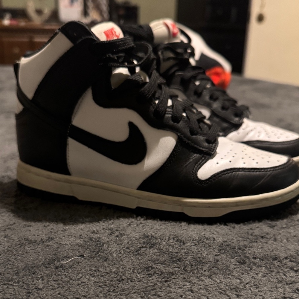 Nike Black and White High-Tops with Red Accents